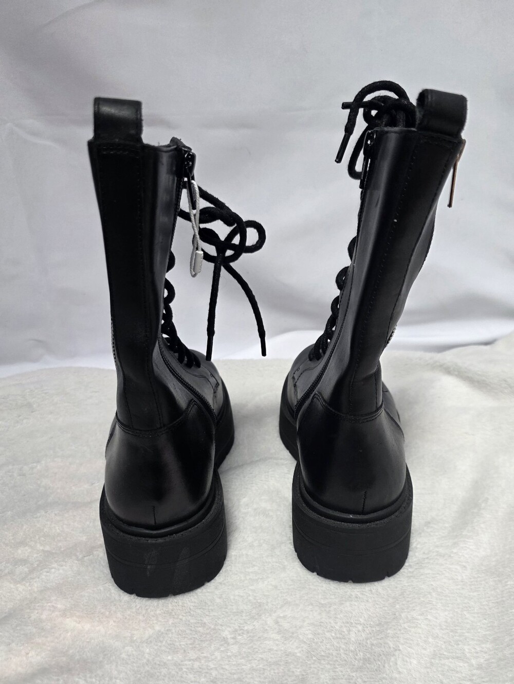 Geox Respira Black Lace-Up Platform Combat Boots Size 8 - Picture 7 of 8